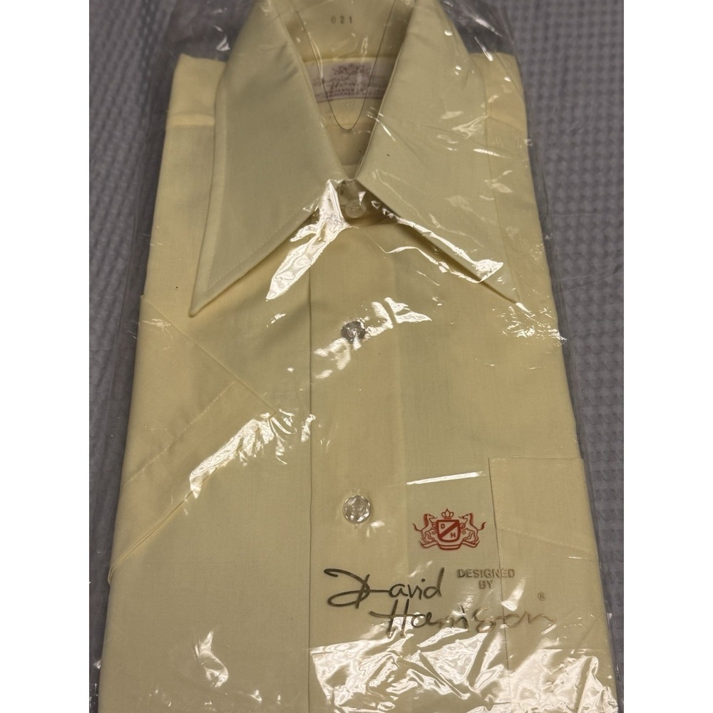 Vintage David Harrison Yellow Spread Collar Button Down Shirt Men's 15 1/2 NWT